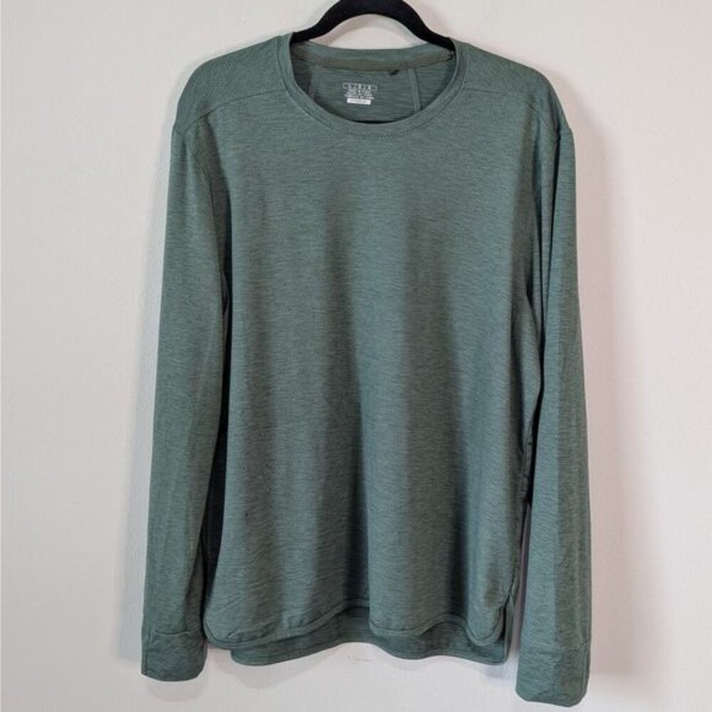 Motion Olive Green Long Sleeve Athletic T-Shirt Size Large Moisture Wicking